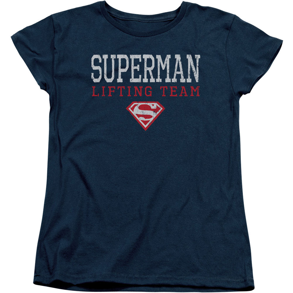Superman Lifting Team Womens T-shirt Front