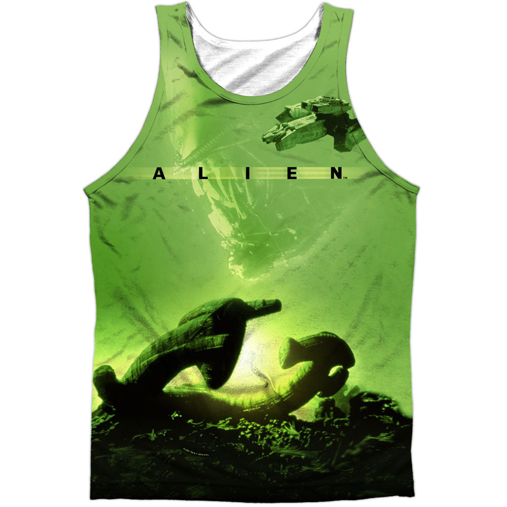 Alien Ship 100% Poly Front/Back Print Mens Tank Front