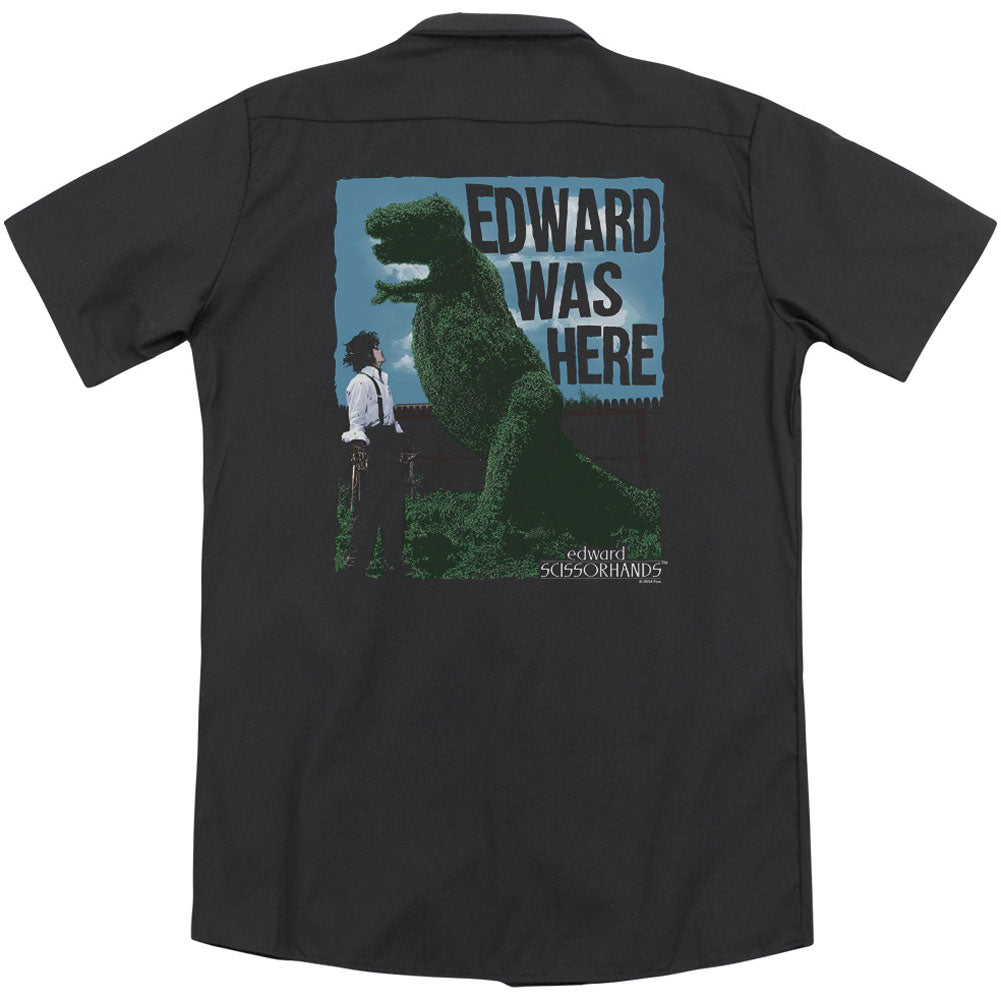 Edward Scissorhands Edward Was Here(Back Print) Workshirt Back