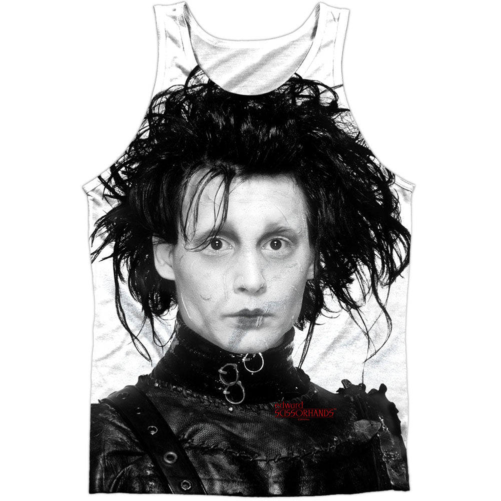 Edward Scissorhands Heads Up 100% Poly Mens Tank Front