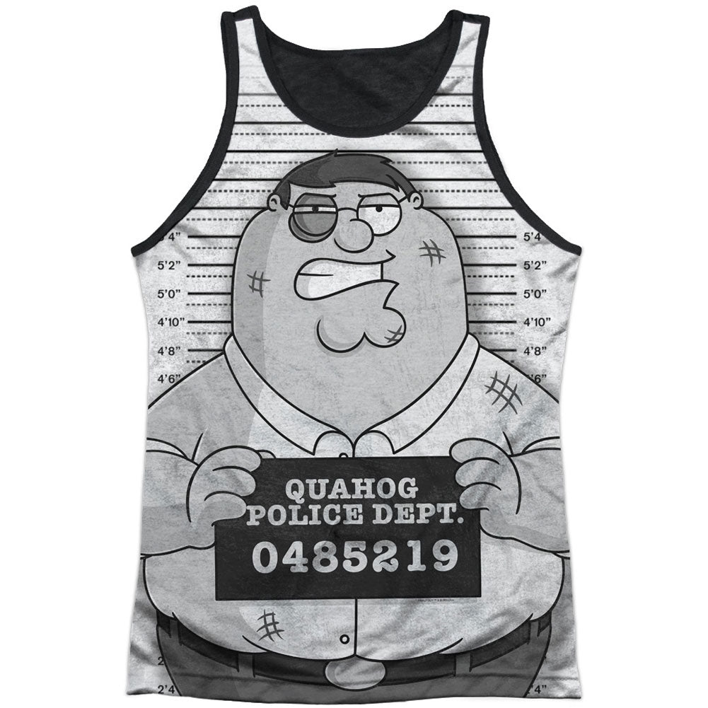 Family Guy Mug Shot Black Back Mens Tank Front