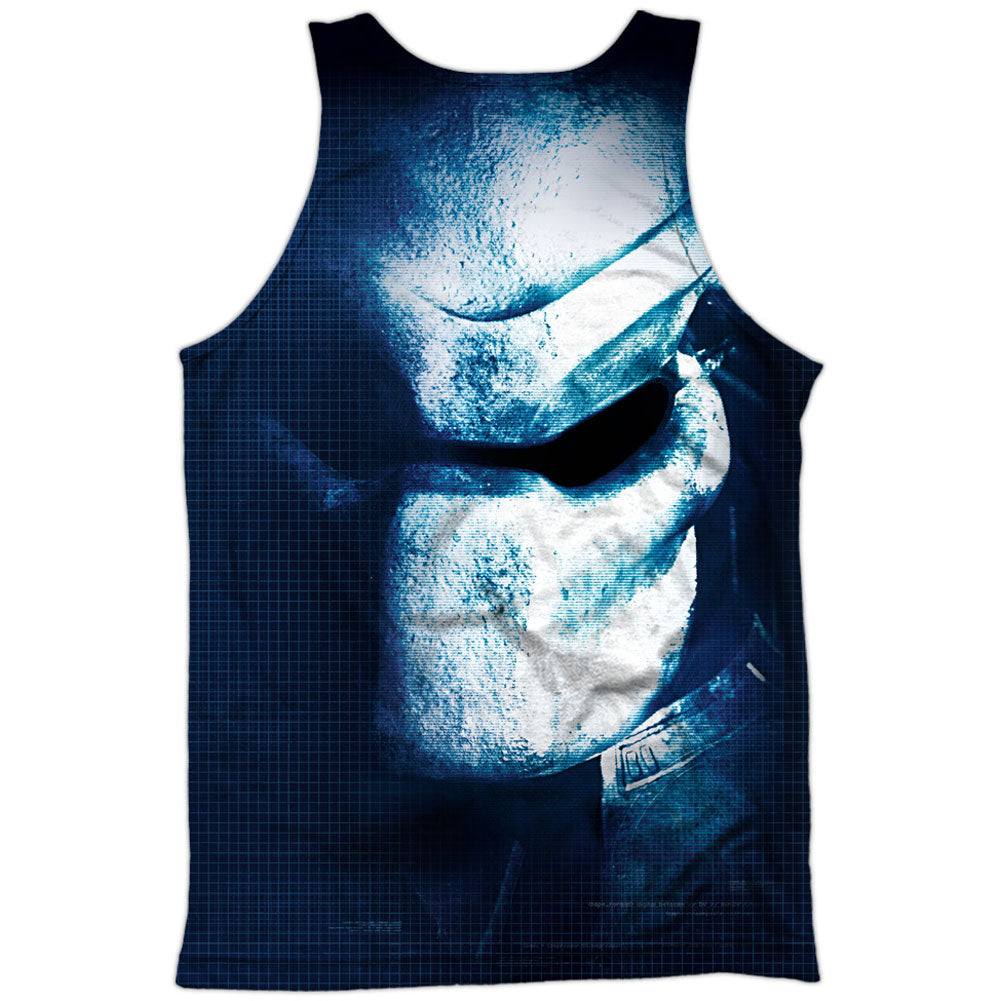 Predator Mask 100% Poly Front/Back Print Mens Tank Back