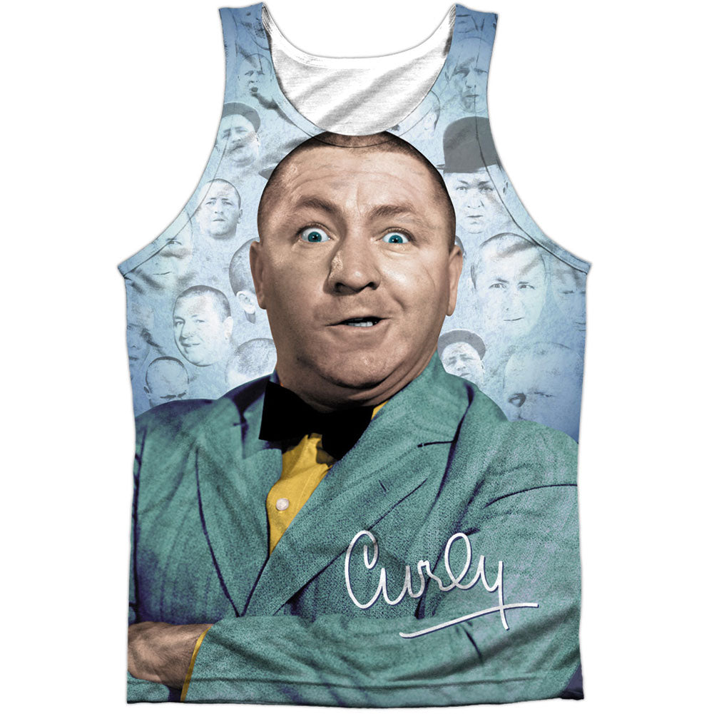 Three Stooges Curly Heads 100% Poly Mens Tank Front