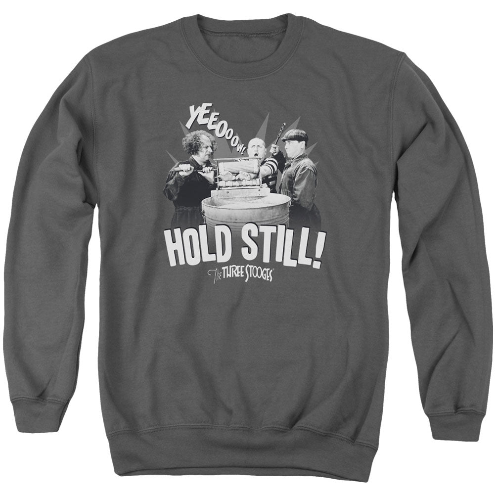 Three Stooges Hold Still Adult Sweatshirt Front
