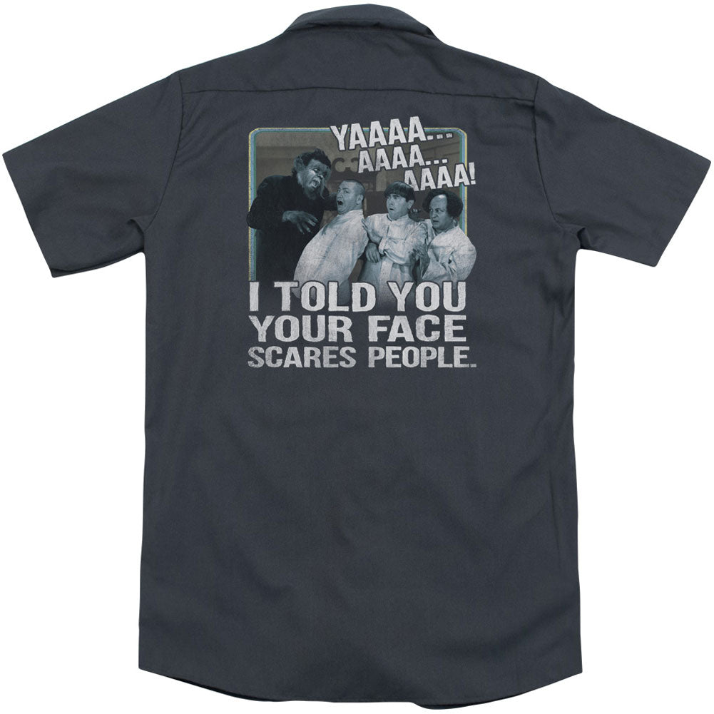 Three Stooges Scares People(Back Print) Workshirt Back