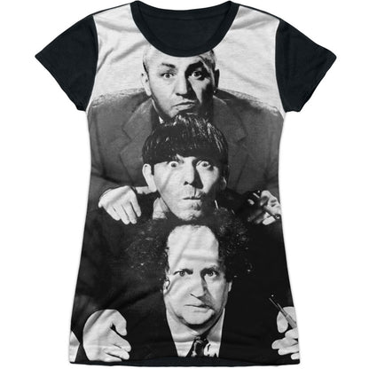 Three Stooges Three Stacked Sublimation Junior Top Front