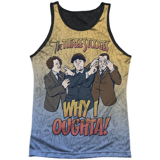Three Stooges Why I Oughta Black Back Mens Tank