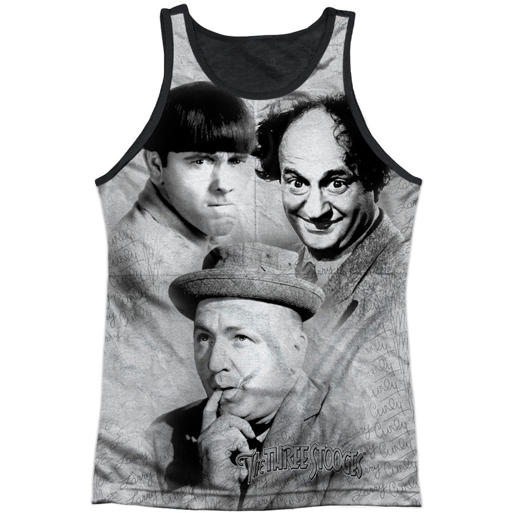 Three Stooges Signature Black Back Mens Tank Front