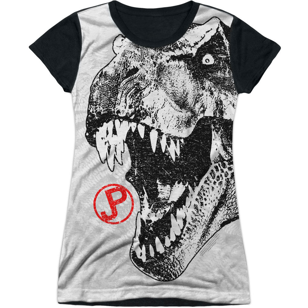 Jurassic Park T Rex Head Sublimation Junior Top Front
