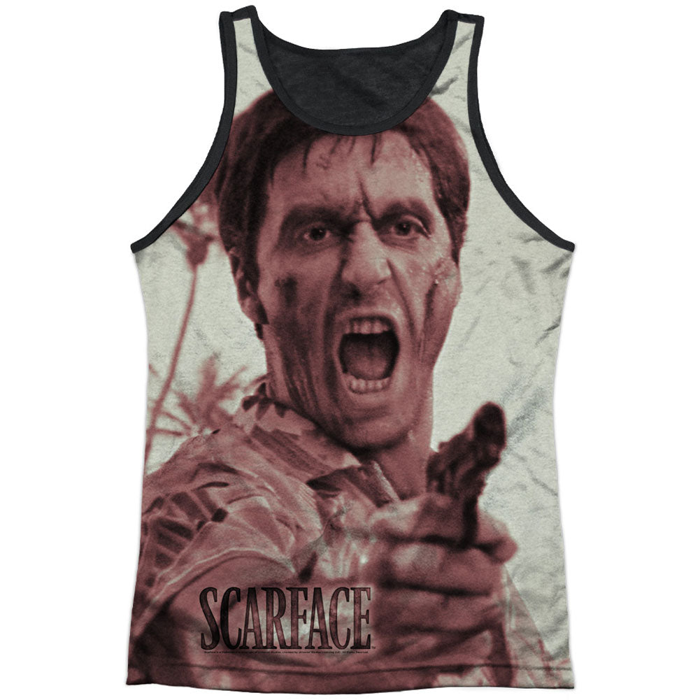 Scarface War Cry Black Back Mens Tank Front
