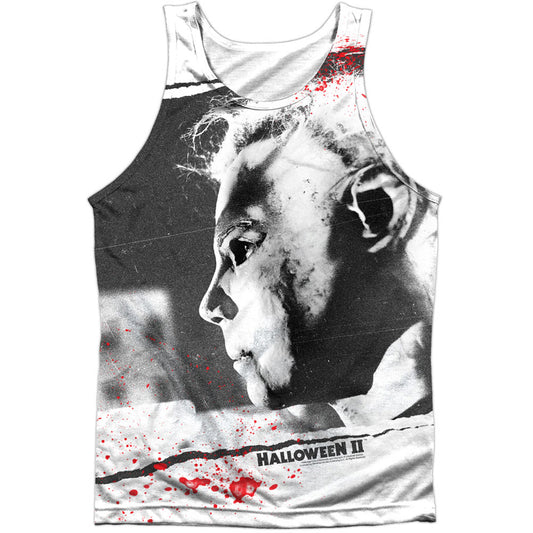 Halloween Myers Mask 100% Poly Front/Back Print Mens Tank Front