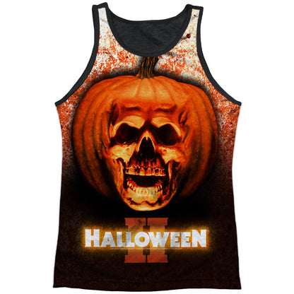 Halloween Pumpkin Skull Black Back Mens Tank Front