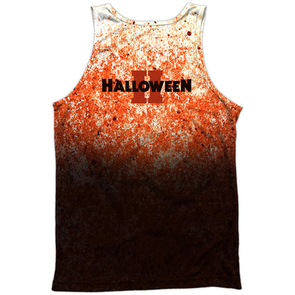 Halloween Pumpkin Skull 100% Poly Front/Back Print Mens Tank Back