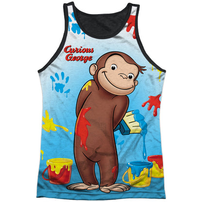 Curious George Paint All Over Black Back Mens Tank Front