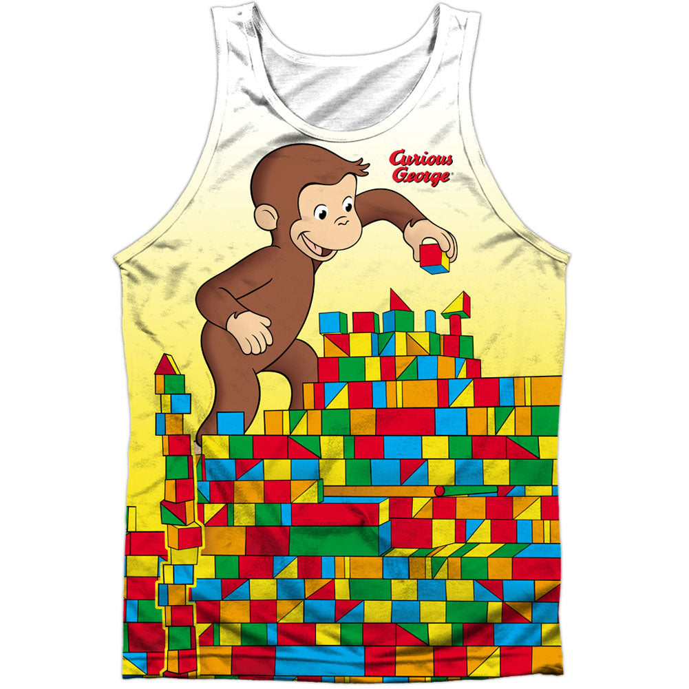 Curious George Building Blocks 100% Poly Mens Tank Front