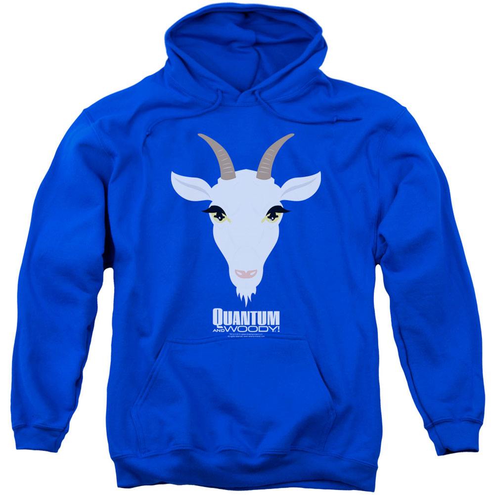 Quantum And Woody Goat Head Adult 25% Poly Hooded Sweatshirt Front