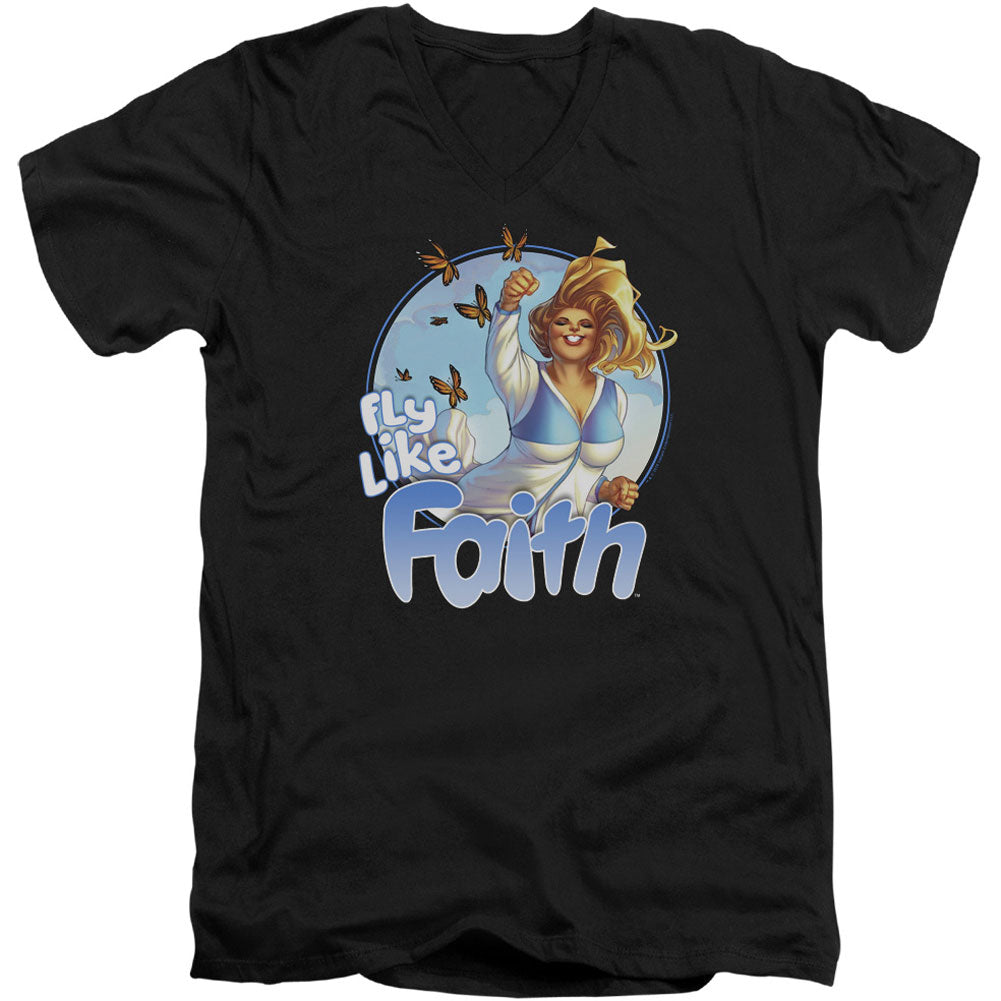 Valiant Fly Like Faith Adult V-Neck Slim Fit T-shirt Front