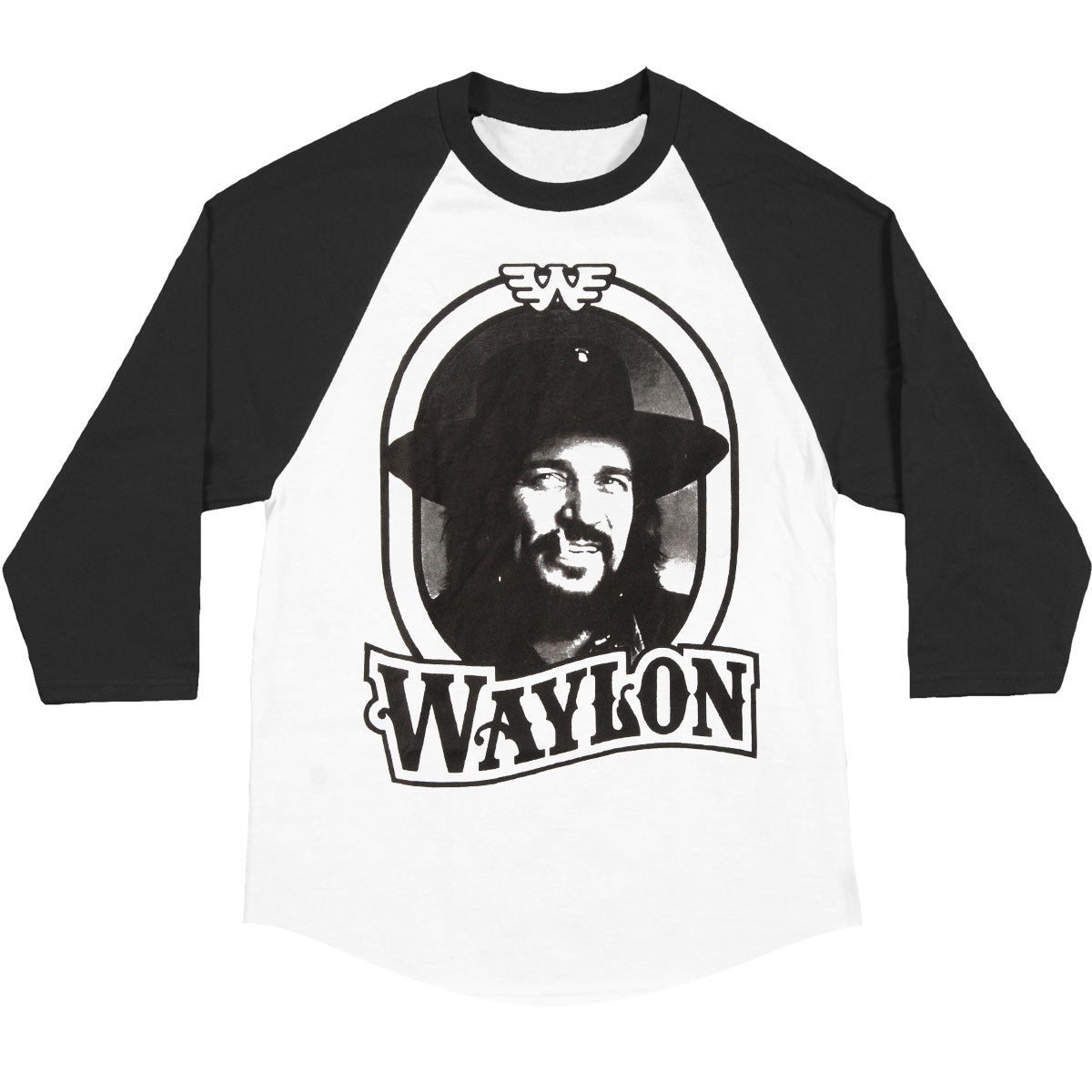 Waylon Jennings Tour 79 White Raglan Baseball Jersey Front