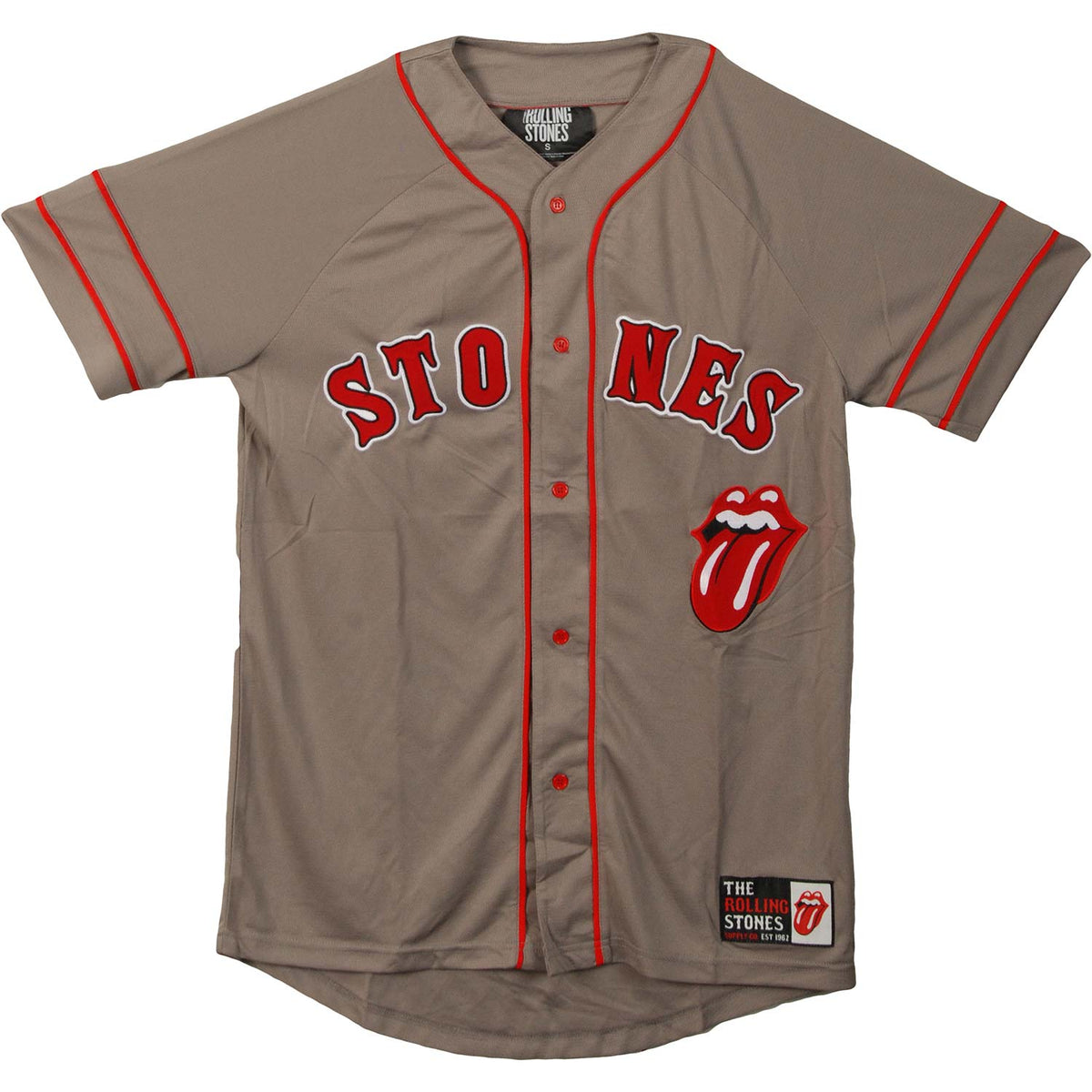 Rolling Stones Gry Baseball Jersey Front