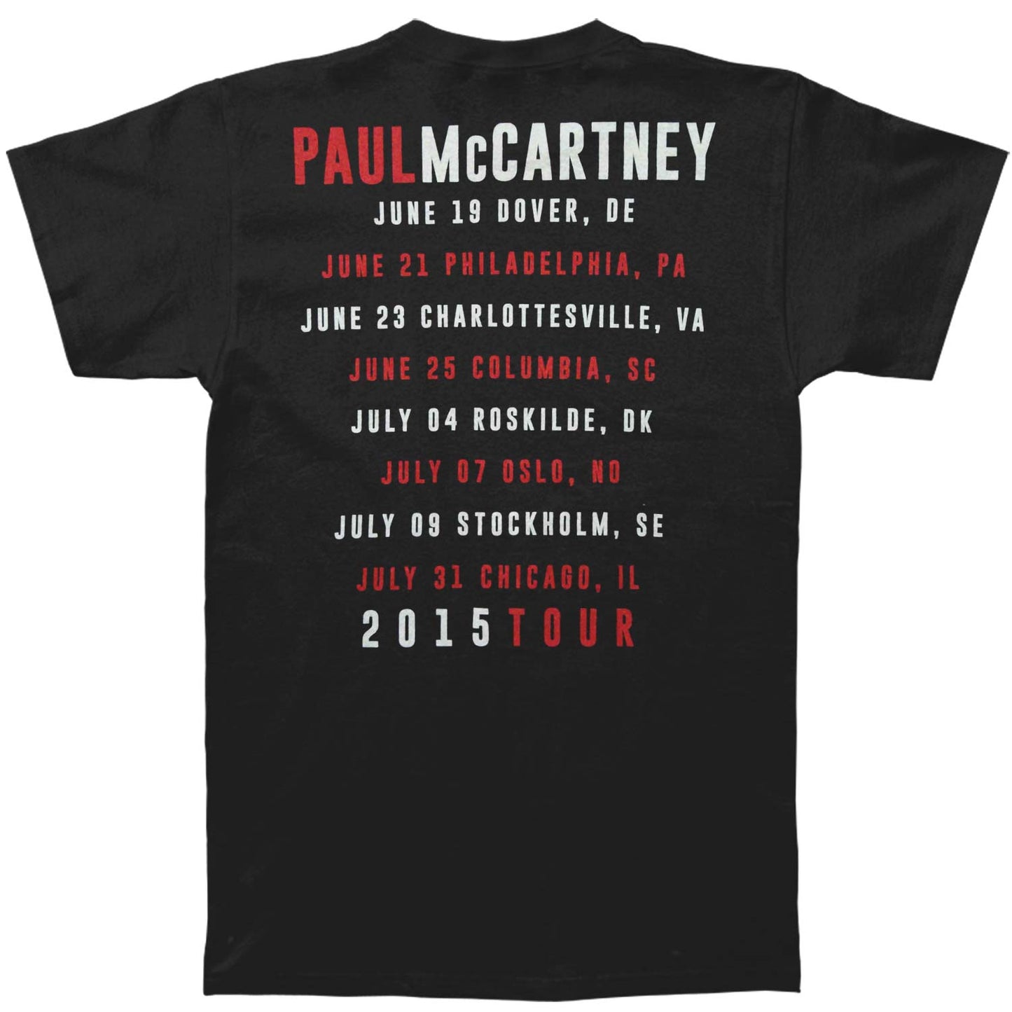 Paul Mccartney Out There Forever 2015 Tour T-shirt Back