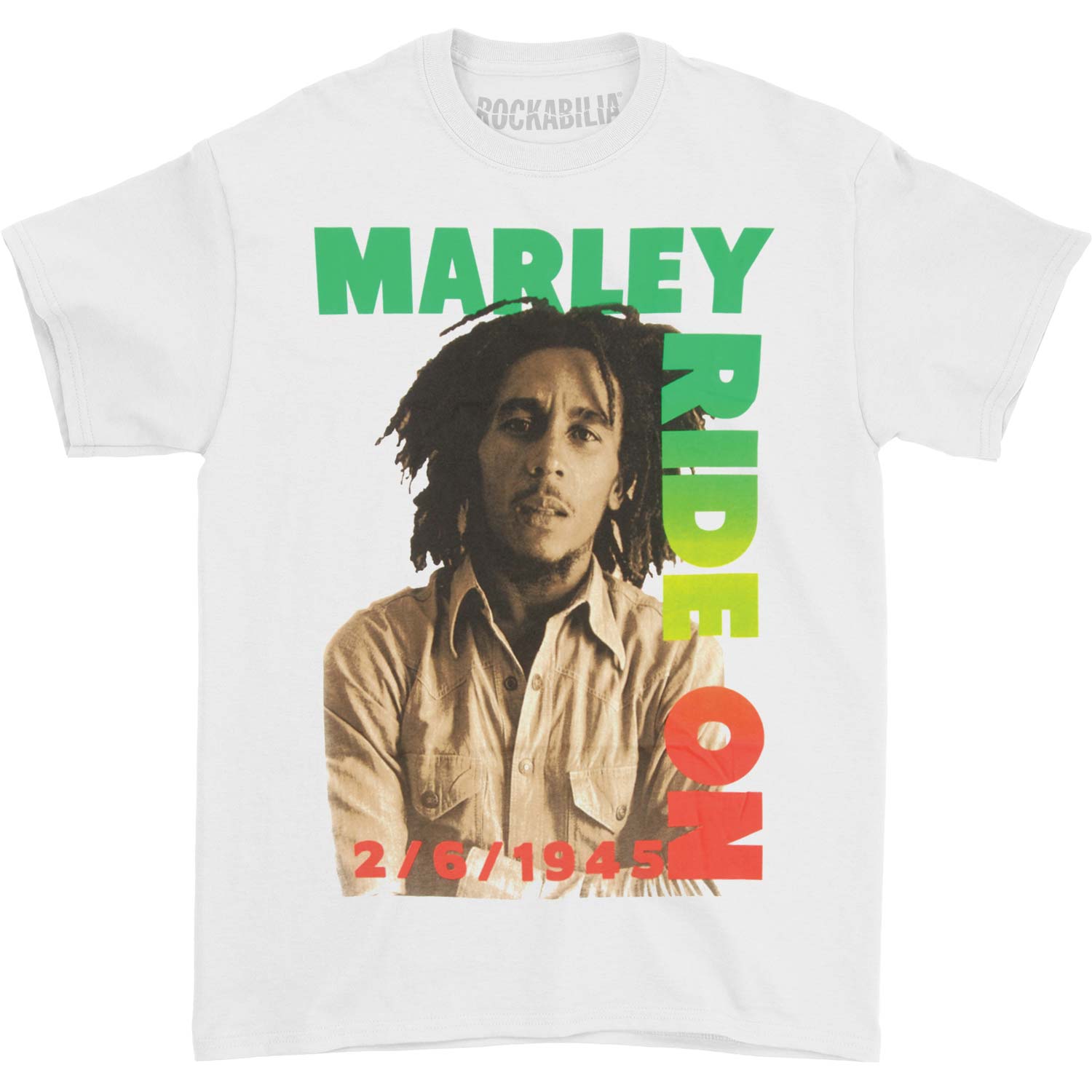Bob Marley Ride On Pose T-shirt Front