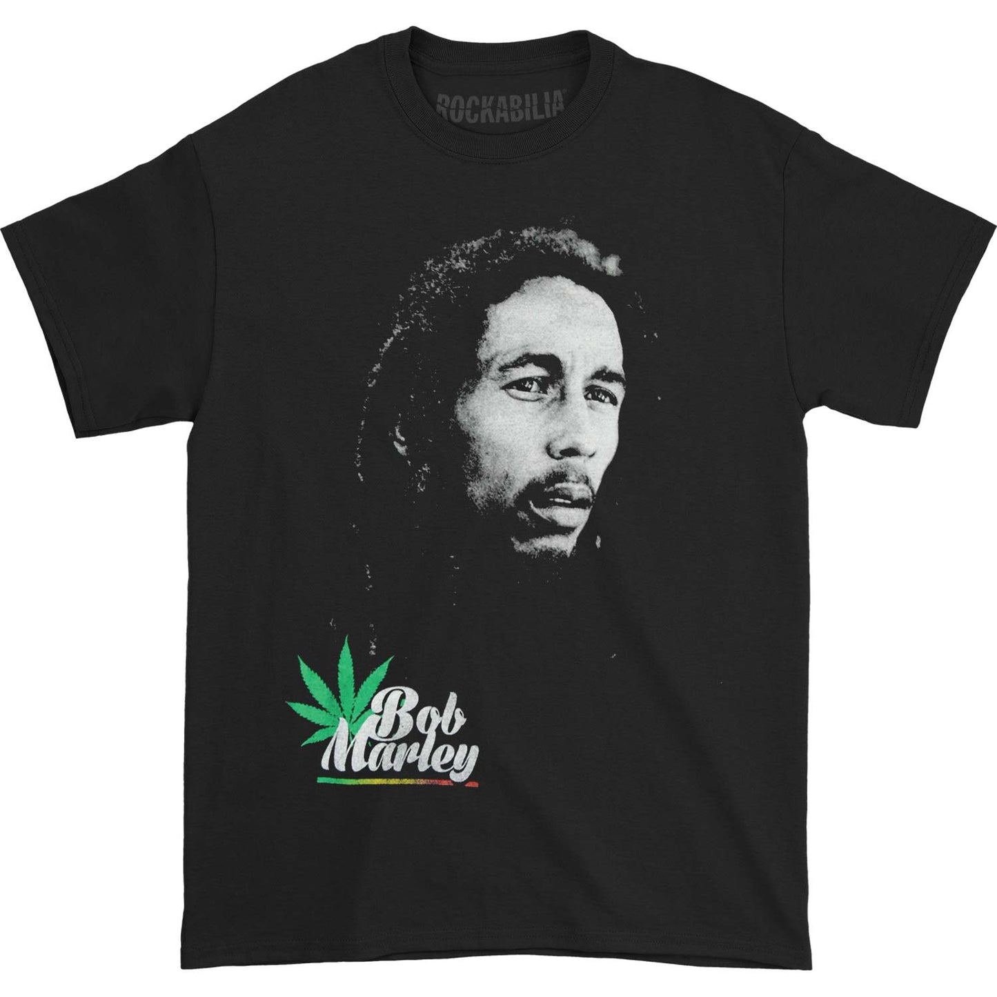 Bob Marley Profile Pot Leaf T-shirt Front