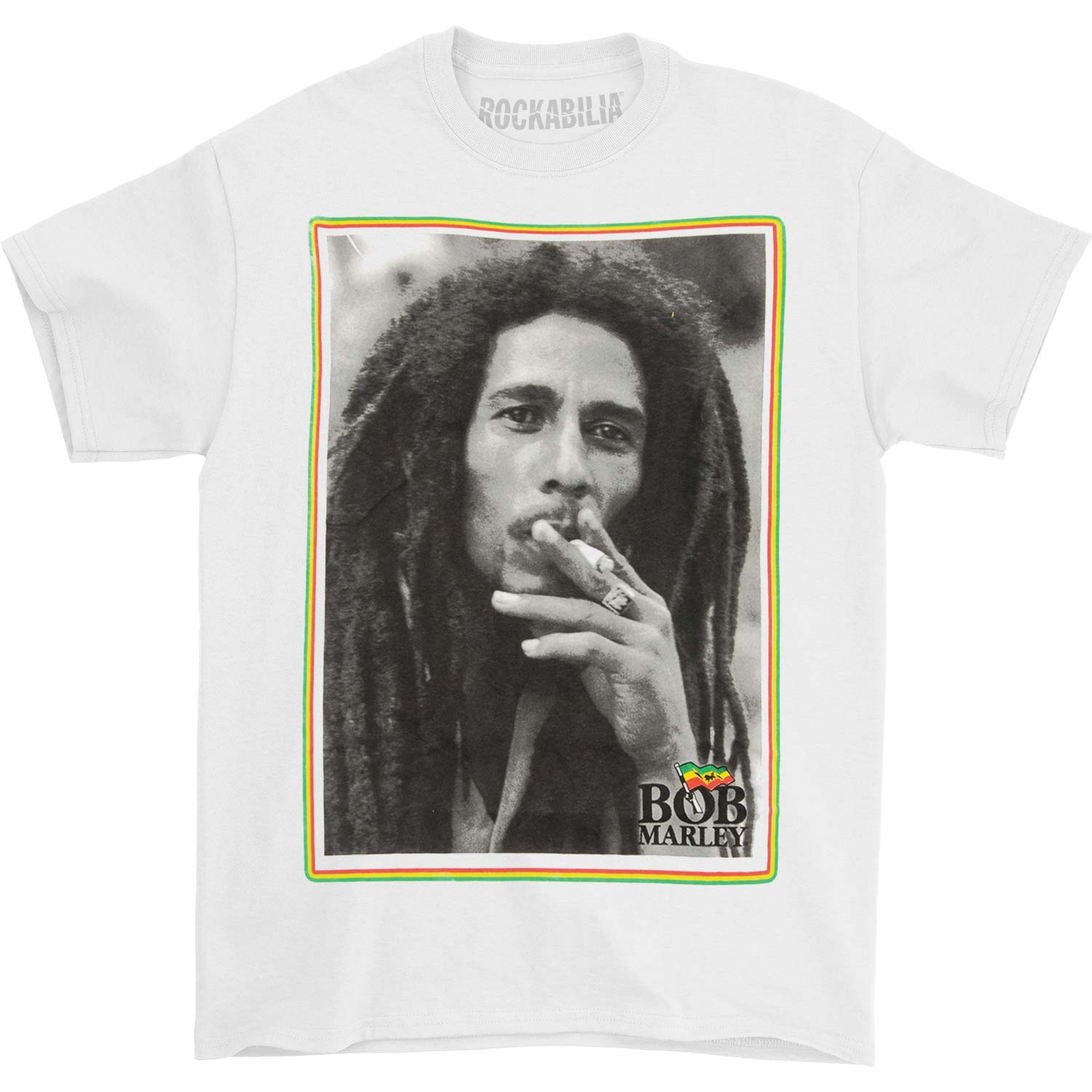 Bob Marley Rasta Border Smoke T-shirt Front