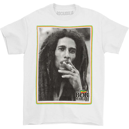 Bob Marley Rasta Border Smoke T-shirt Front