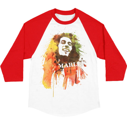Bob Marley Watercolor Portrait Baseball Jersey Front