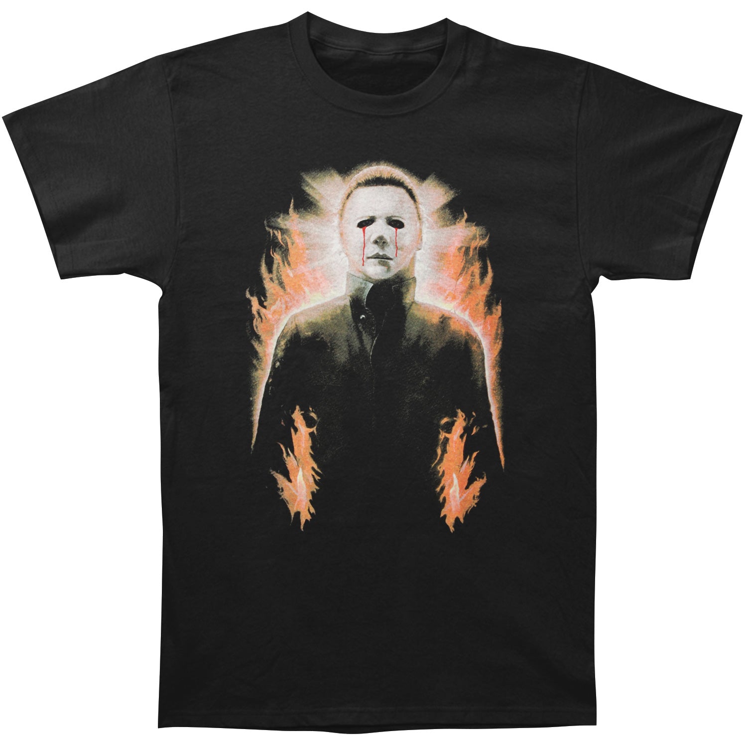 Halloween Mike Myers Flames T-shirt Front