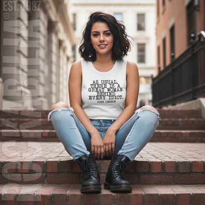 John Lennon Behind Every Idiot Womens Tank