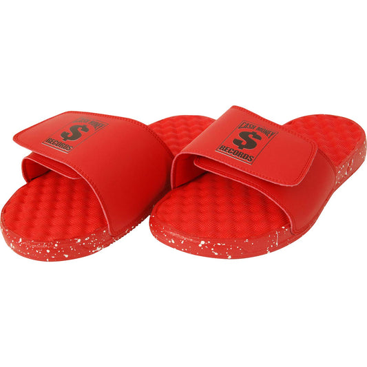 Cash Money Records CM Red Slides Sandals Flip Flops Front