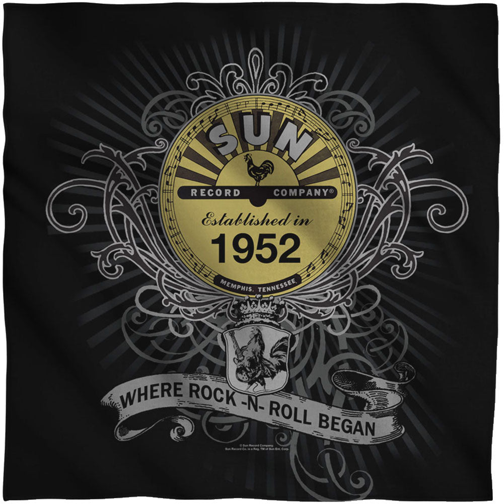 Sun Records Rockin Scrolls 22x22 Bandana Front