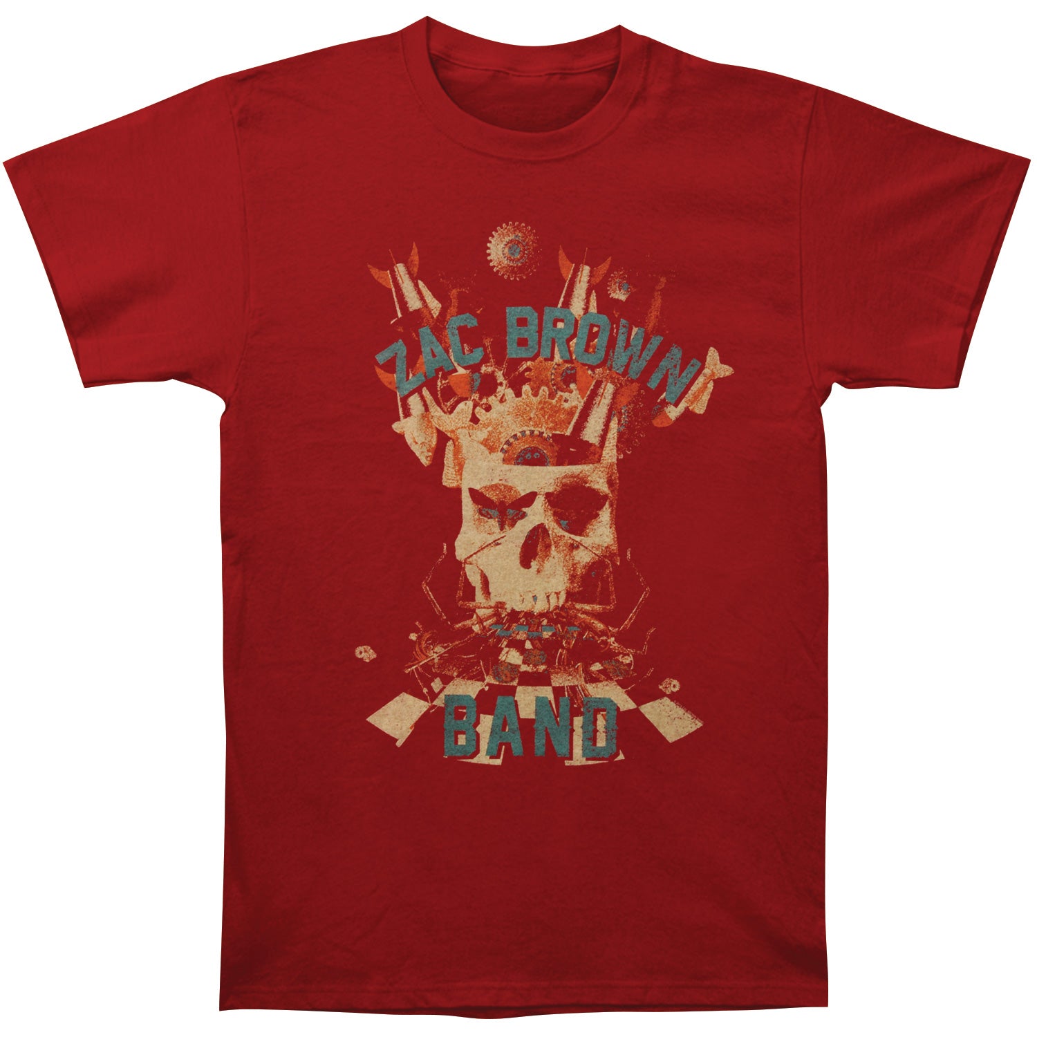 Zac Brown Band Skull Collage Mens Soft T Slim Fit T-shirt Front