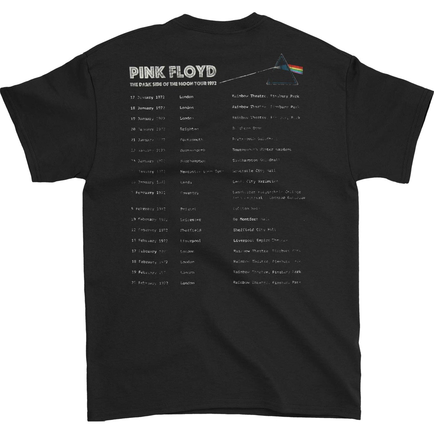 Pink Floyd Dark Side Of The Moon 1972 Tour T-shirt Back