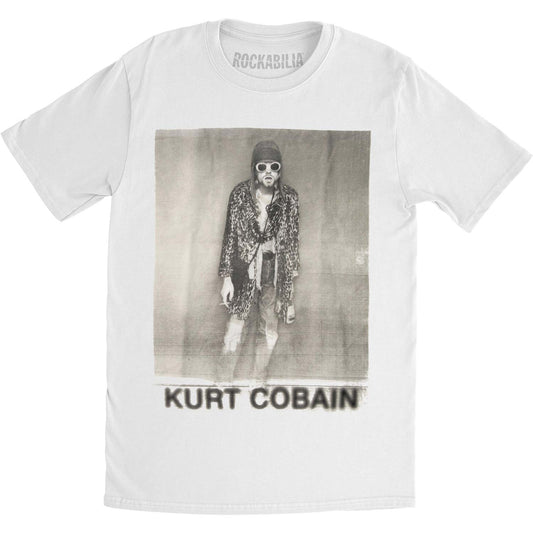 Nirvana Kurt Cobain B&W Leopard Photo Mens Regular T Slim Fit T-shirt Front
