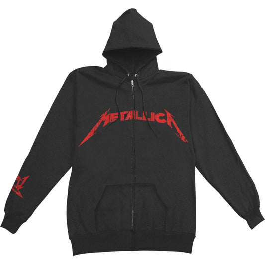 Metallica Classic Red Logo Zippered Hooded Sweatshirt Front