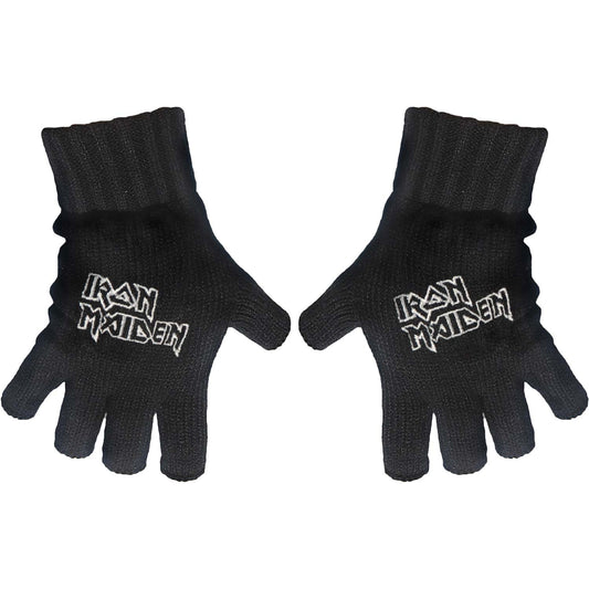 Iron Maiden Logo Knit Gloves Front