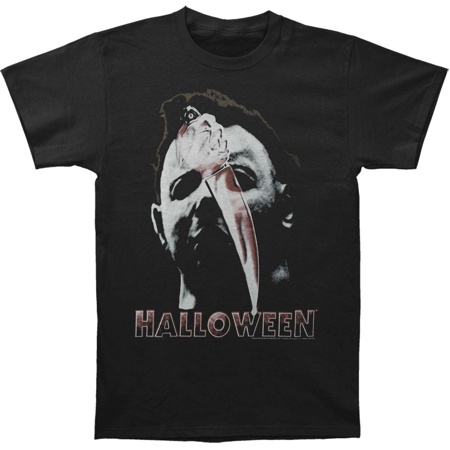 Halloween Face & Knife Slim Fit T-shirt Front