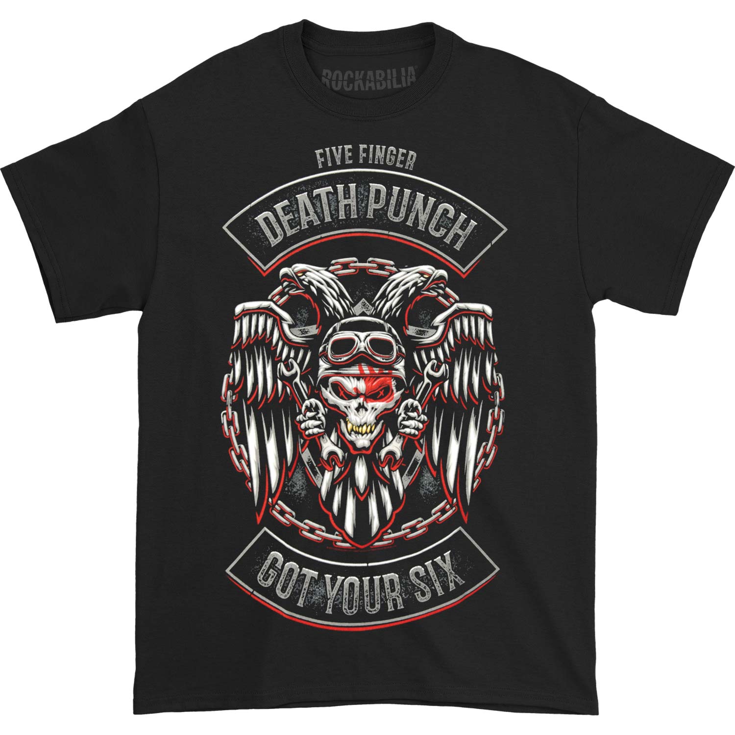 Five Finger Death Punch BTD Biker Badge T-shirt Front