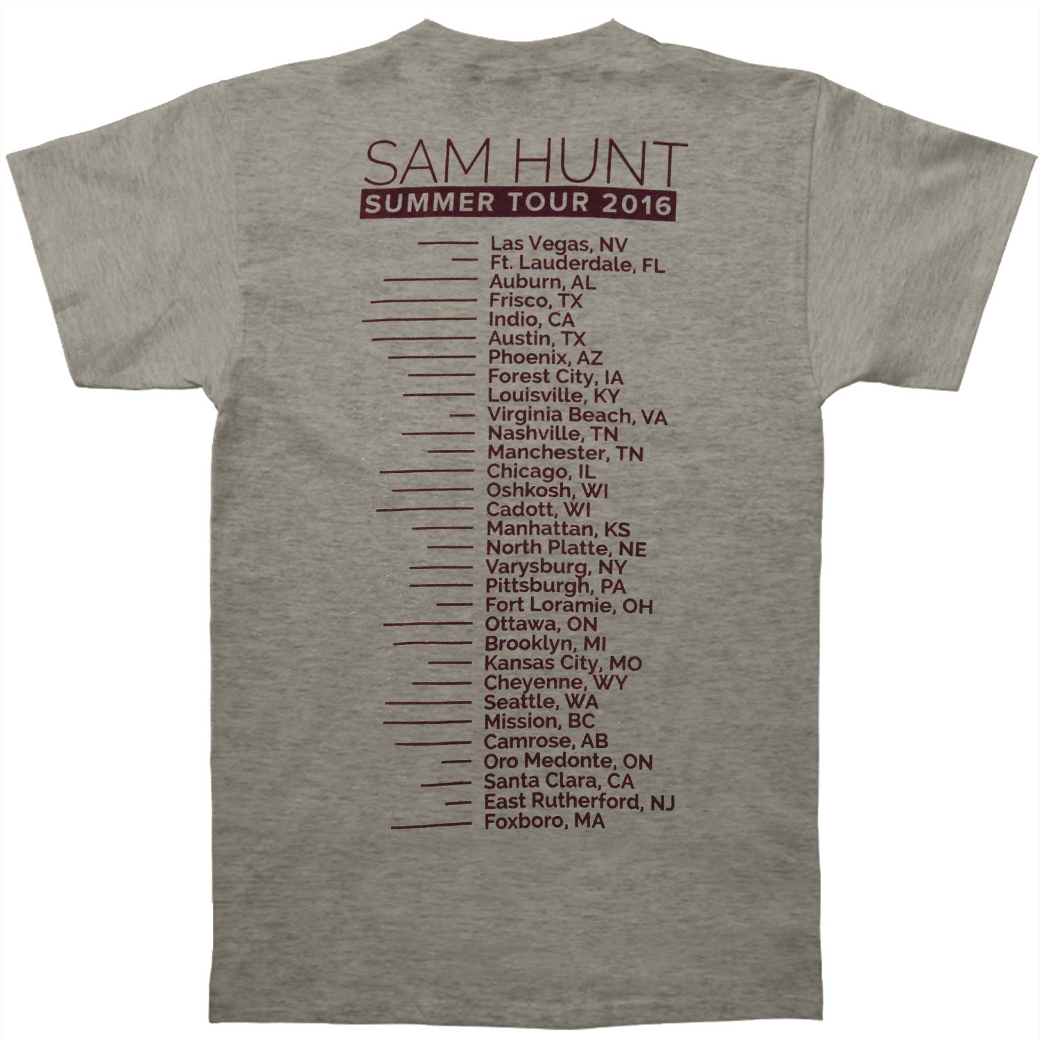 Sam Hunt Pixels 2016 Tour T-shirt Back