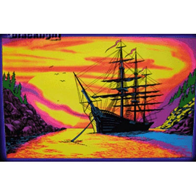 Novelty Sunset Bay Ship Blacklight