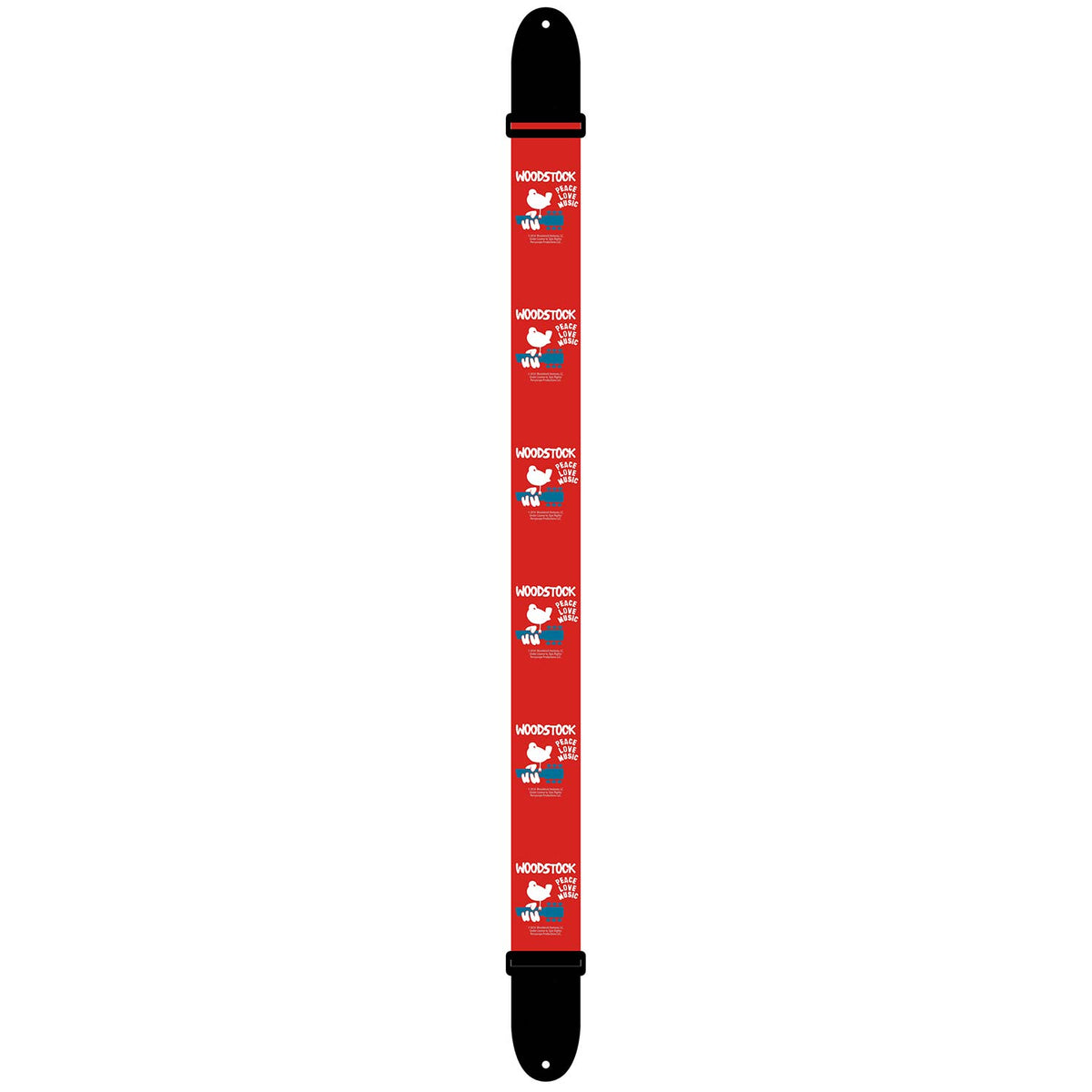 Woodstock Peace Love Music Guitar Strap Front