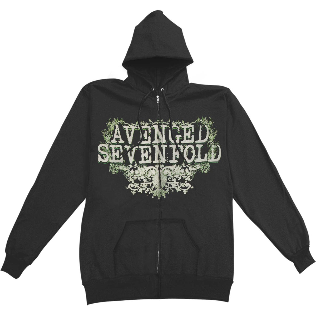 Avenged Sevenfold AVS Flourish Mens Zip Hoodie Zippered Hooded Sweatshirt Front