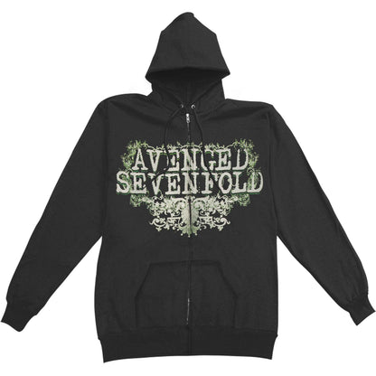 Avenged Sevenfold AVS Flourish Mens Zip Hoodie Zippered Hooded Sweatshirt Front