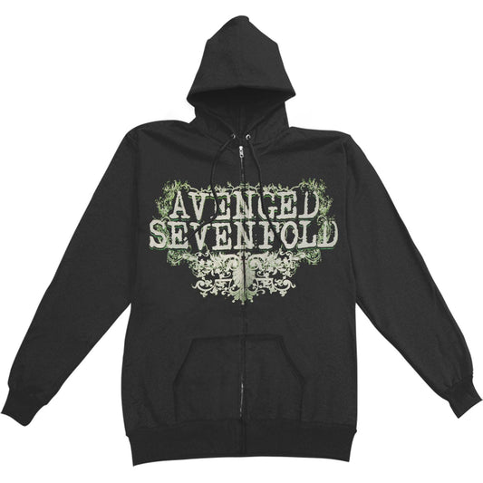 Avenged Sevenfold AVS Flourish Mens Zip Hoodie Zippered Hooded Sweatshirt Front