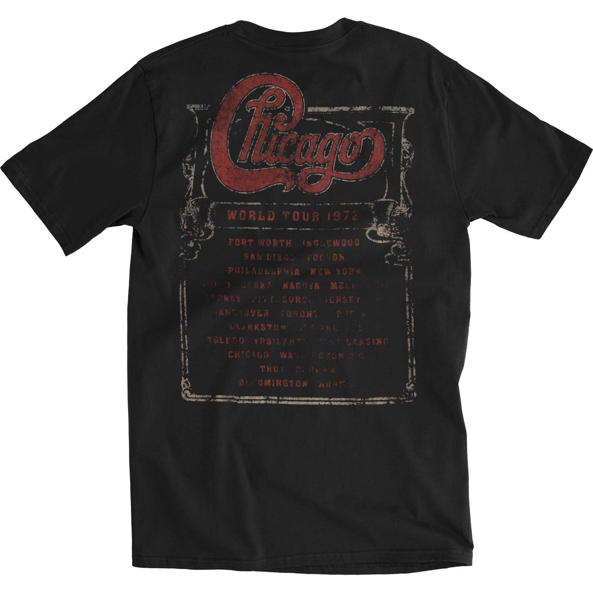 Chicago Tour 1972 Logo Mens Soft T Slim Fit T-shirt Back