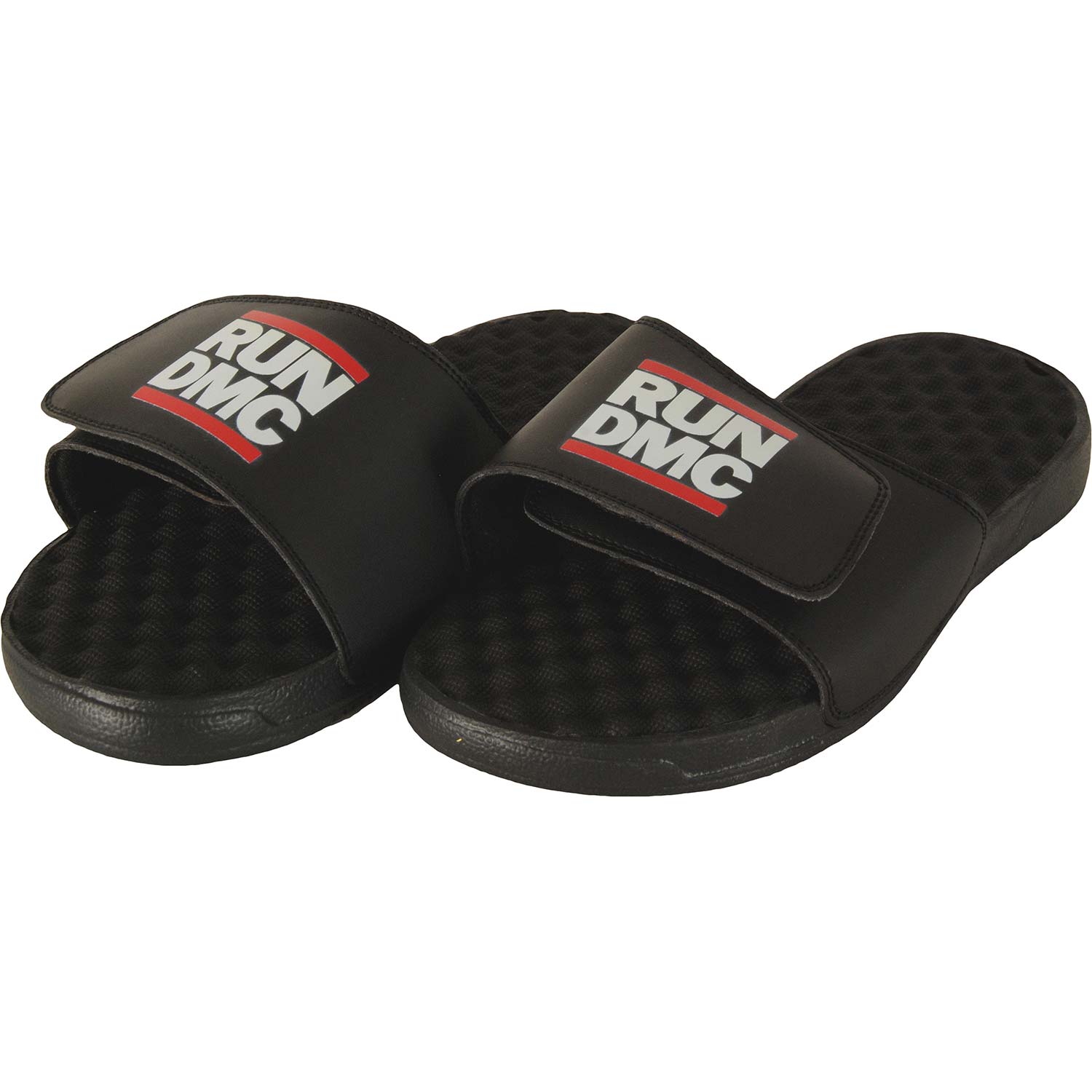 Run DMC Logo Slides Flip Flops Front