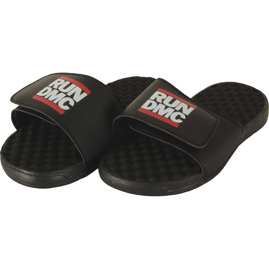 Run DMC Logo Slides Flip Flops Front