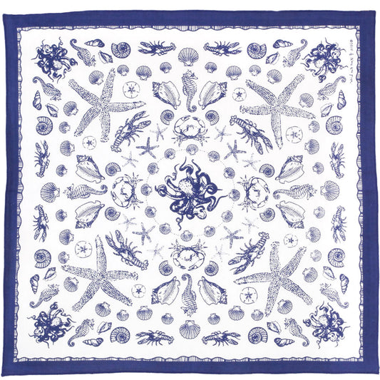 Novelty Blue Sea Creatures Bandana Front